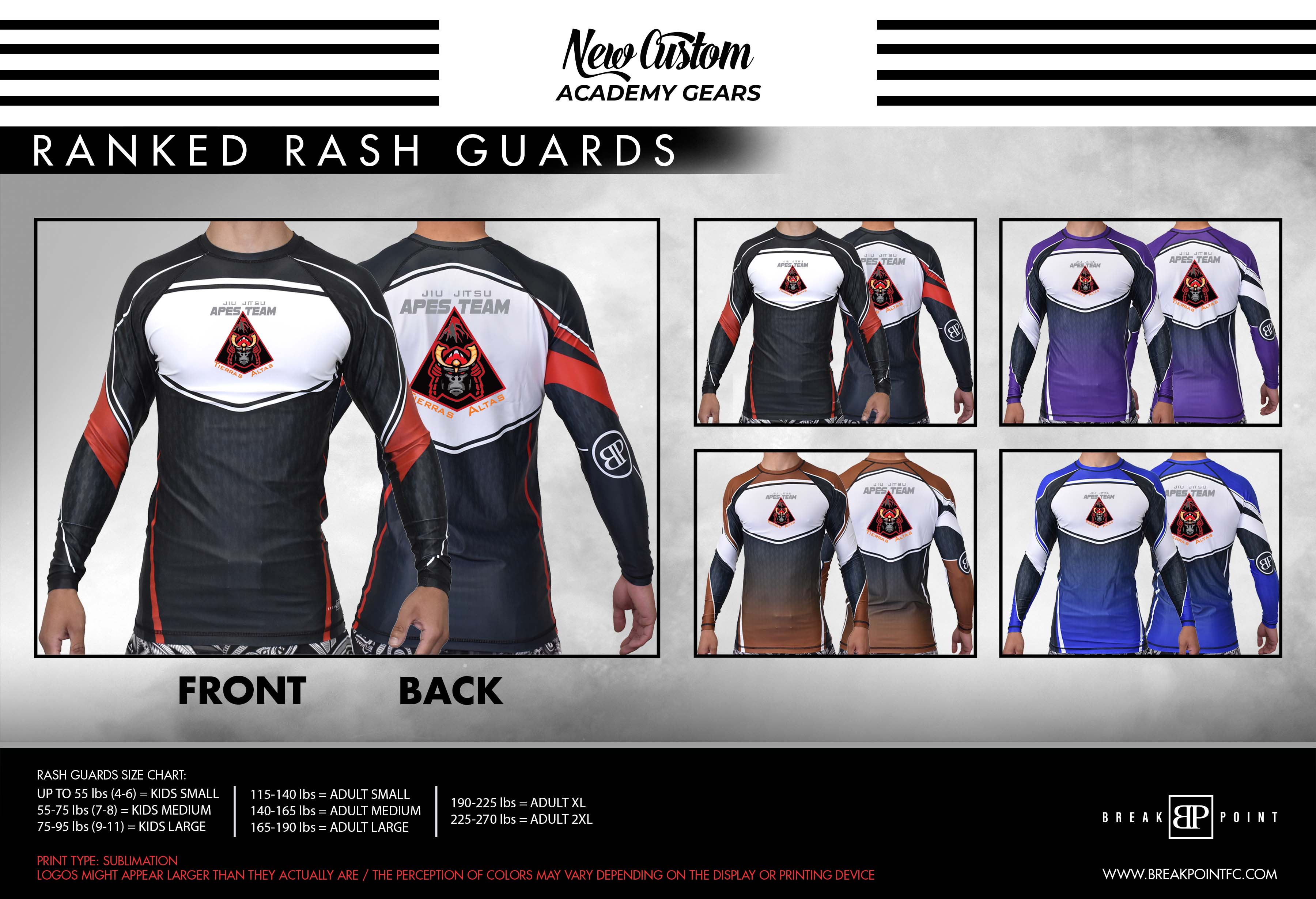 Apes Academy Ranked Long Sleeve Rash Guards #1331 C