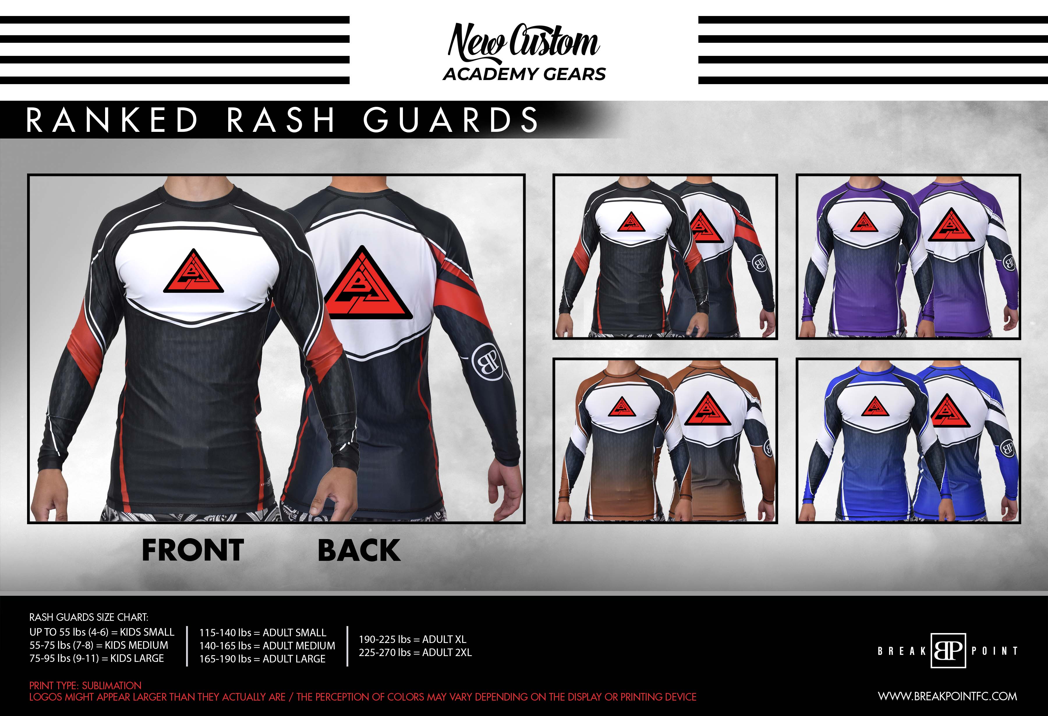 Lucambio Academy Ranked Long Sleeve Rash Guards #1386