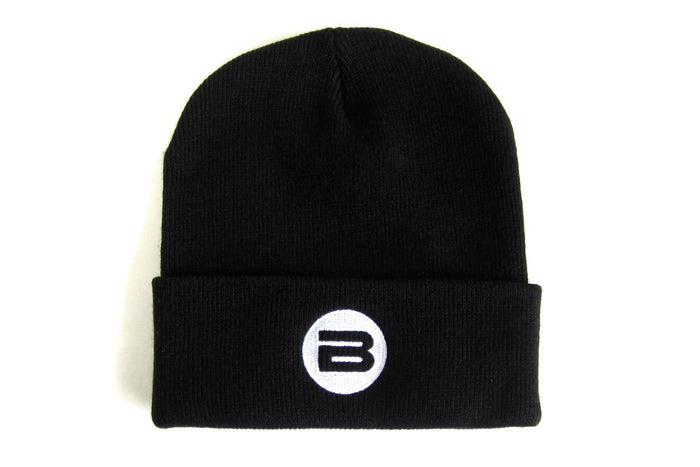 B Logo Black Beanie Hat | BESTA Knit Cap