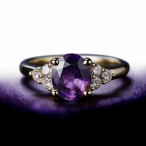 amethyst and diamond engagement ring