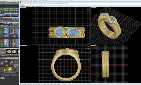 Computer screen shot of CAD jewelry design
