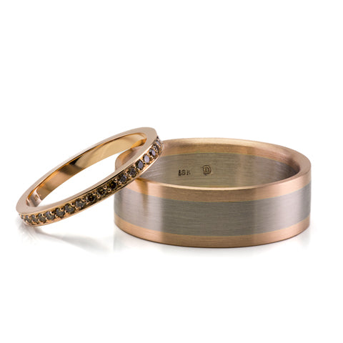rose gold grey gold wedding band for man and woman