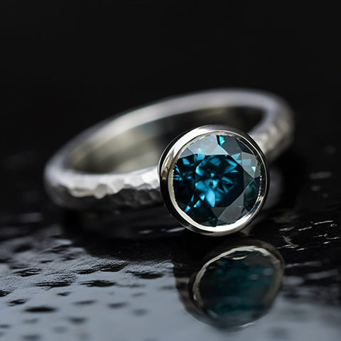 blue topaz and white gold engagement ring