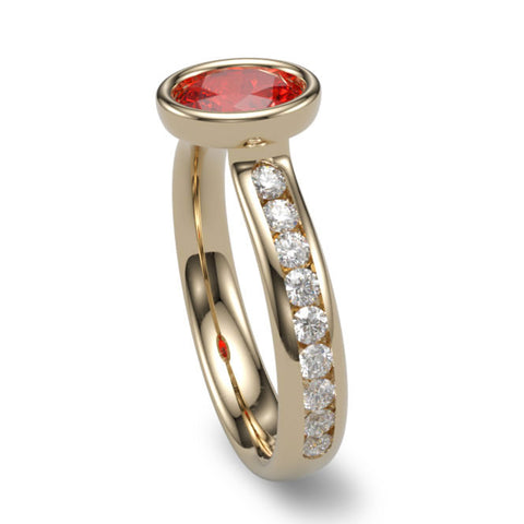 bezel set ruby in 18k yellow gold with diamonds Rings for active women
