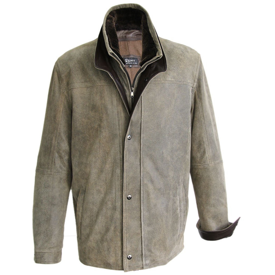 6286 - Mens Leather Coat with Shearling Fur Collar Diego/Rustic – Remy ...