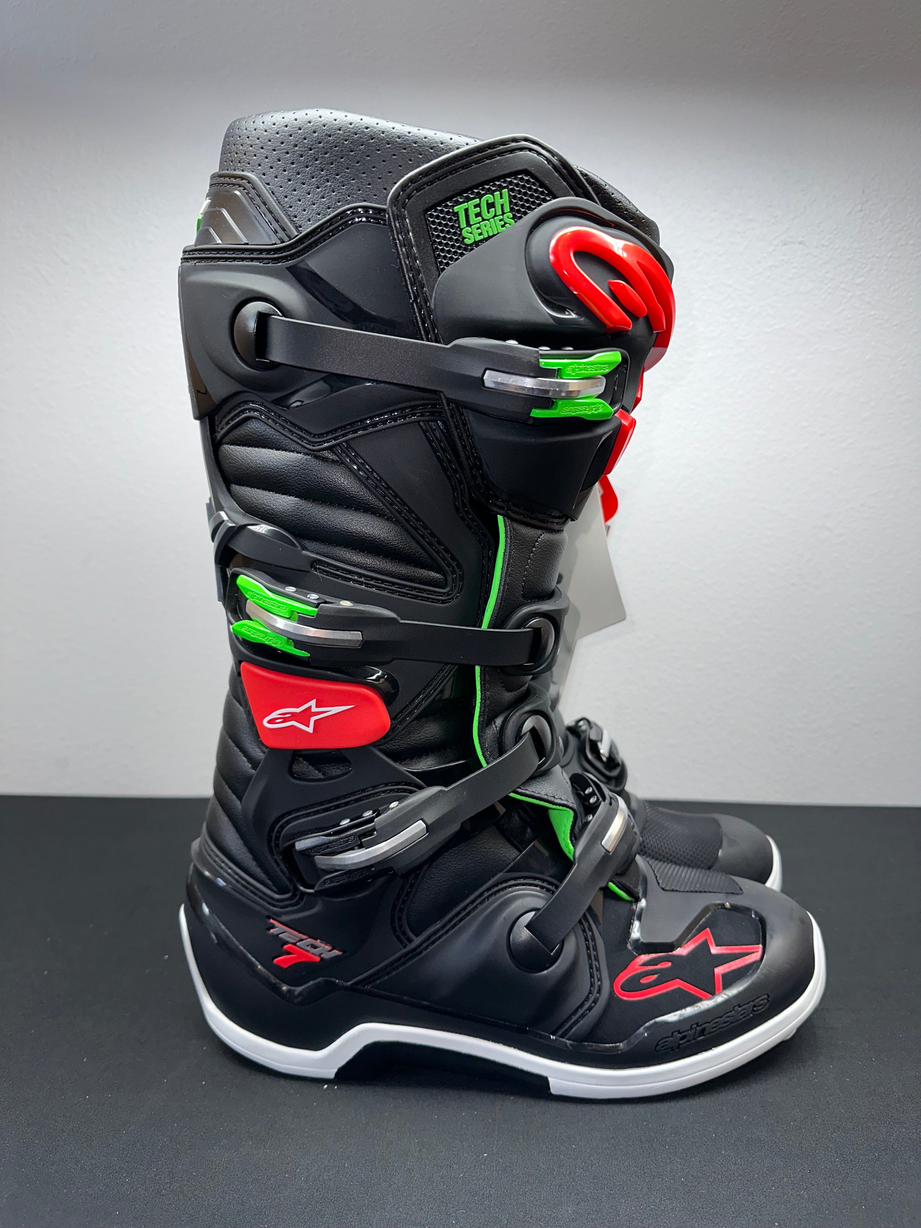 Alpinestars Tech 7 Boots - Black/Red/Green Size 10