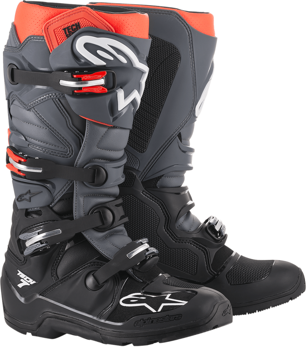 Alpinestars Tech 7 Enduro Boots - Black/Gray/Red Fluorescent
