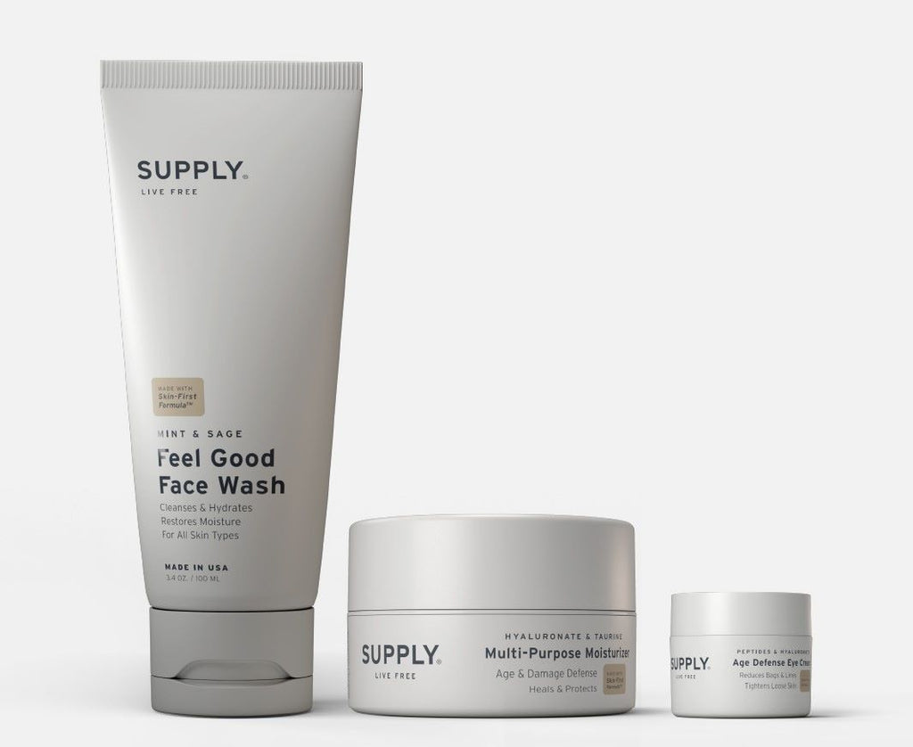 Supply Skin Essentials Set on White Background