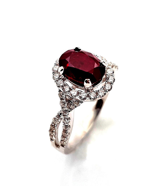 18k White Gold Natural Ruby 1ct And Diamond Ring Engagement&wedding Natural  Real Diamond Ring Jewellery Have Certificate 003 - Rings - AliExpress
