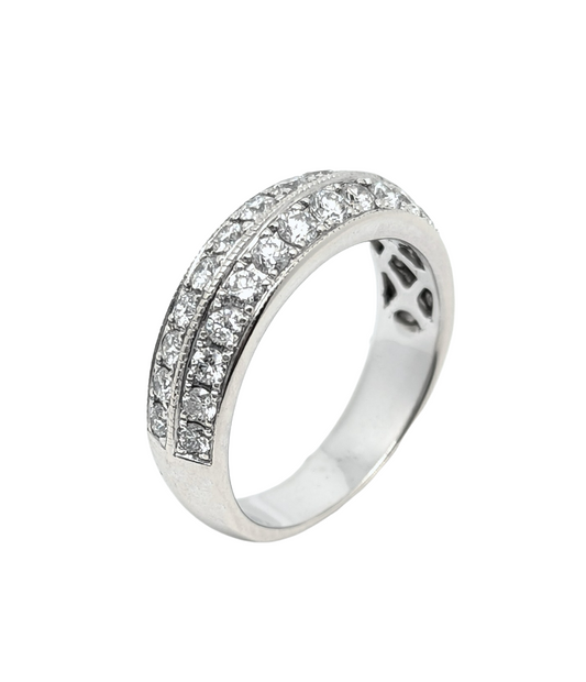 Diamond Crossover Fashion Ring in 14K White Gold – Diamond Banque