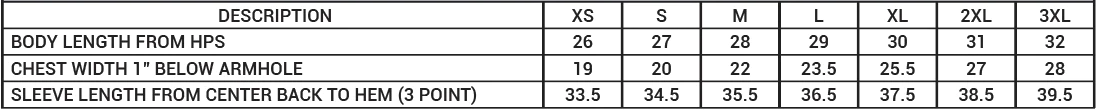 Size chart