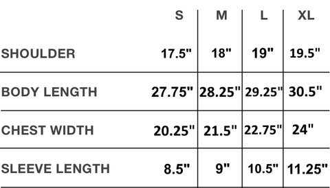 BLEDLA Football Jersey Size Chart