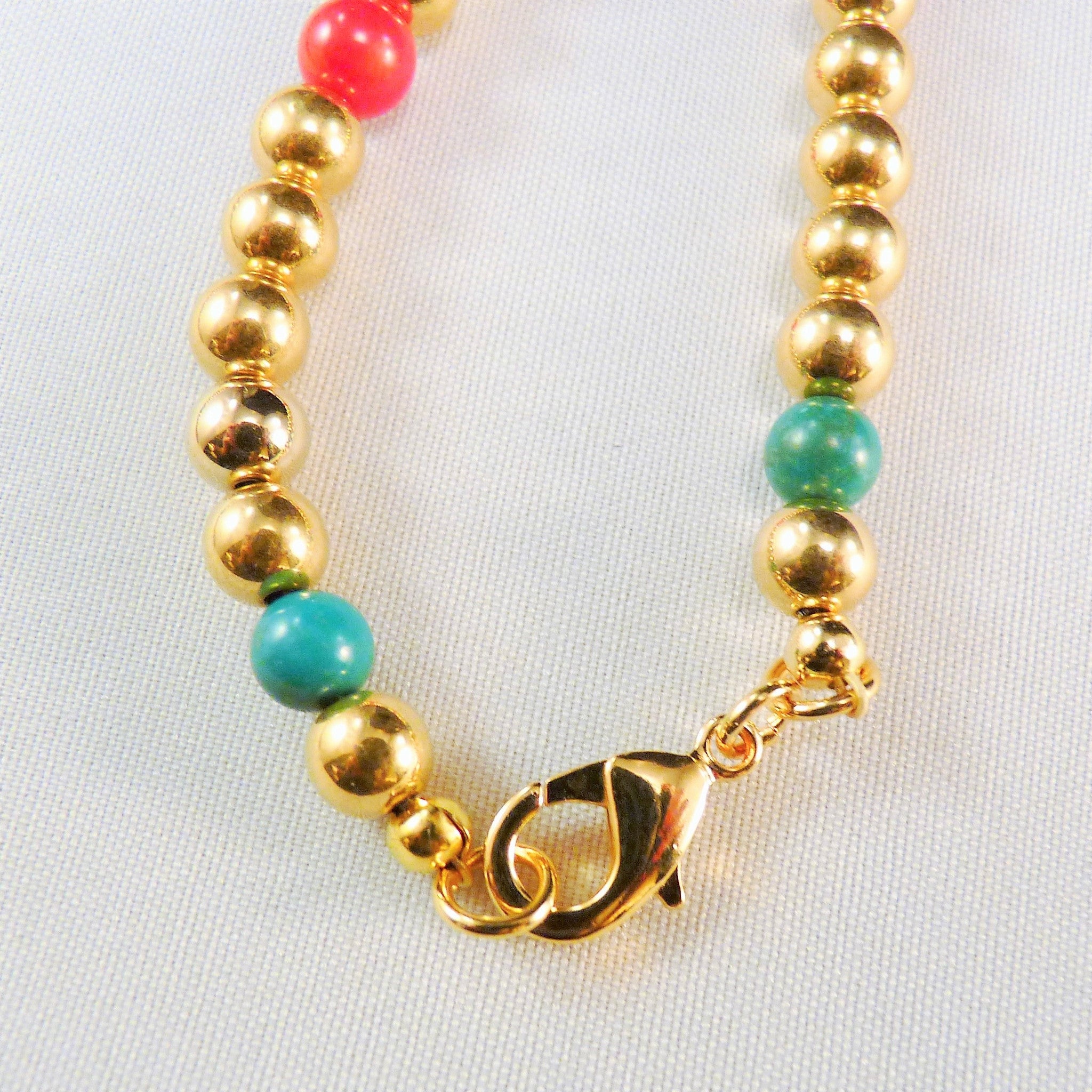 Tibetan Brass Coral and Turquoise Pendant and Beads Necklace