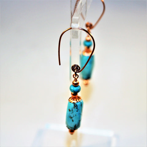 Turquoise and Copper Dangle Earrings – Kaminski Jewelry Designs