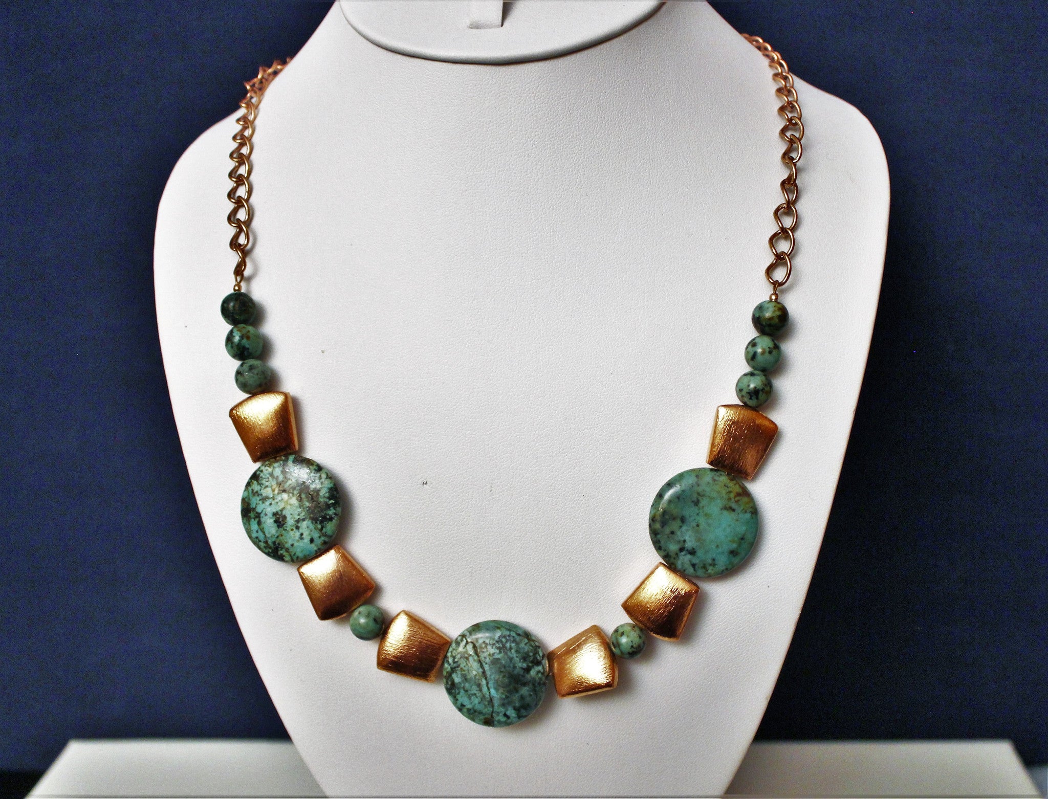 African Jasper Large Discs and Copper Necklace