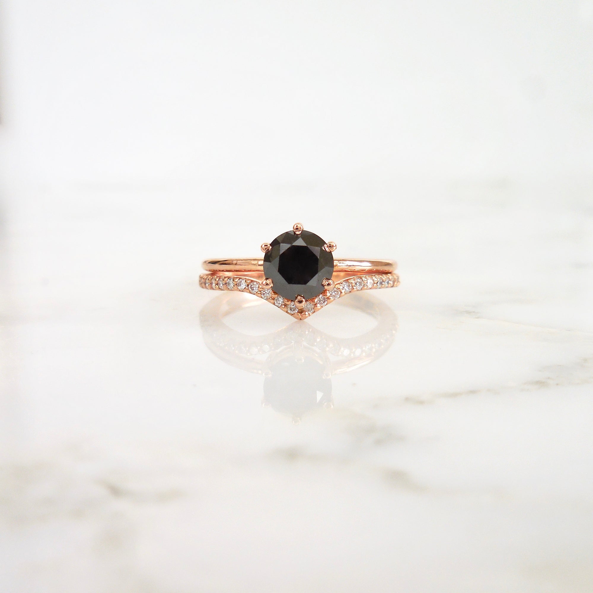 simple black diamond solitaire ring