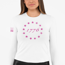 Load image into Gallery viewer, Women&#39;s 1776 - Pink Betsy Ross Stars L/S Tee
