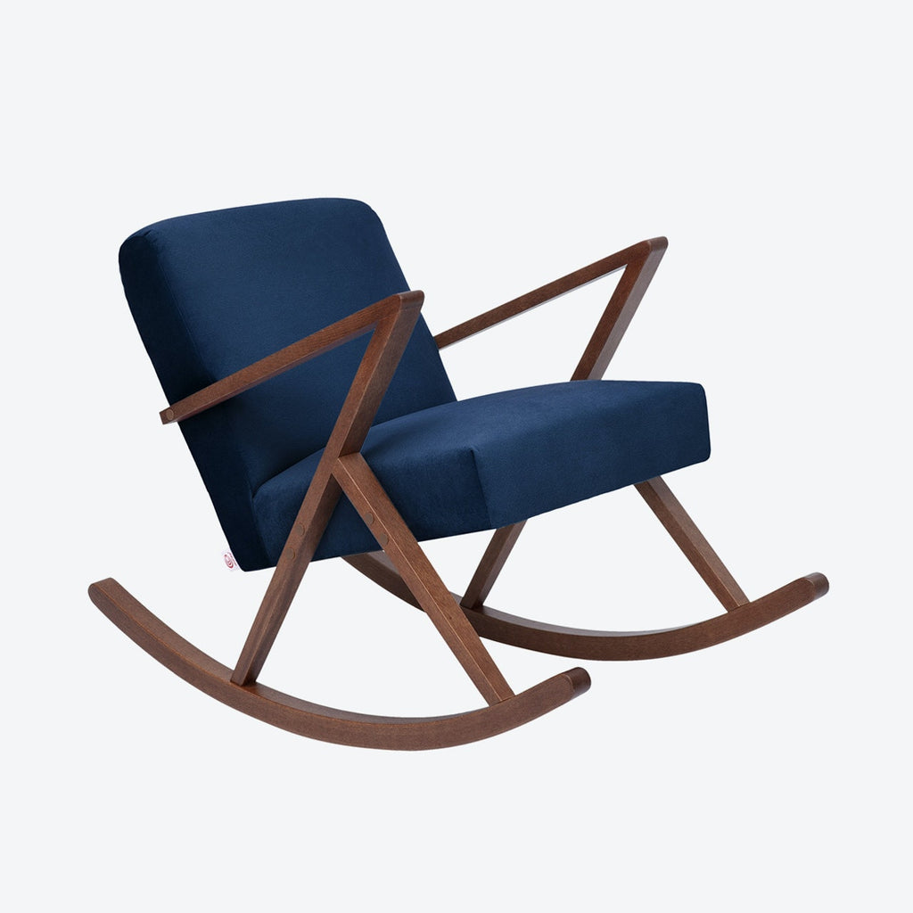 Retrostar Rocking Chair Sternzeit Design Velvet Line In Navy Blue Primrose Homeware