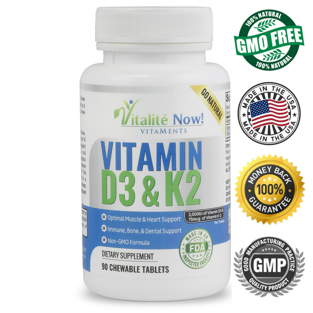 Vitamin D3 2000 IU + Vitamin K2 - Vitalité Now!