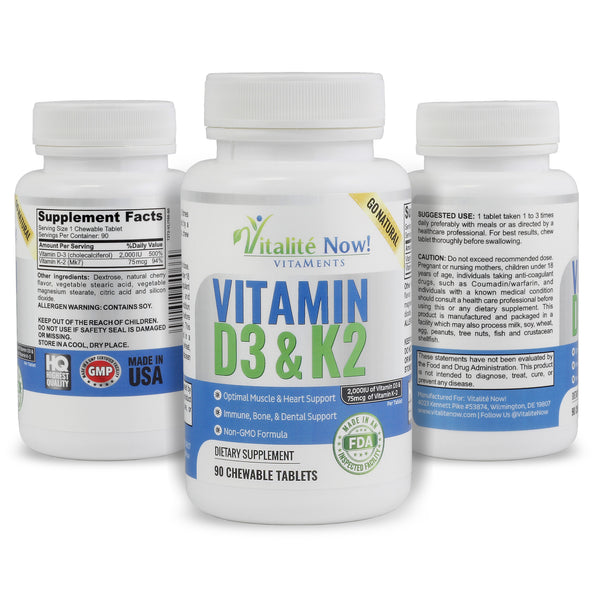 Vitamin D3 2000 IU + Vitamin K2 - Vitalité Now!