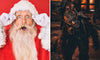 Santa shocked at the appearance of Krampus on Krampusnacht.