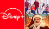 Disney Plus presents The Santa Clauses, a limited series for Christmas 2022 featuring Tim Allen and Kal Penn in a cast photo above an image of Allen as Santa