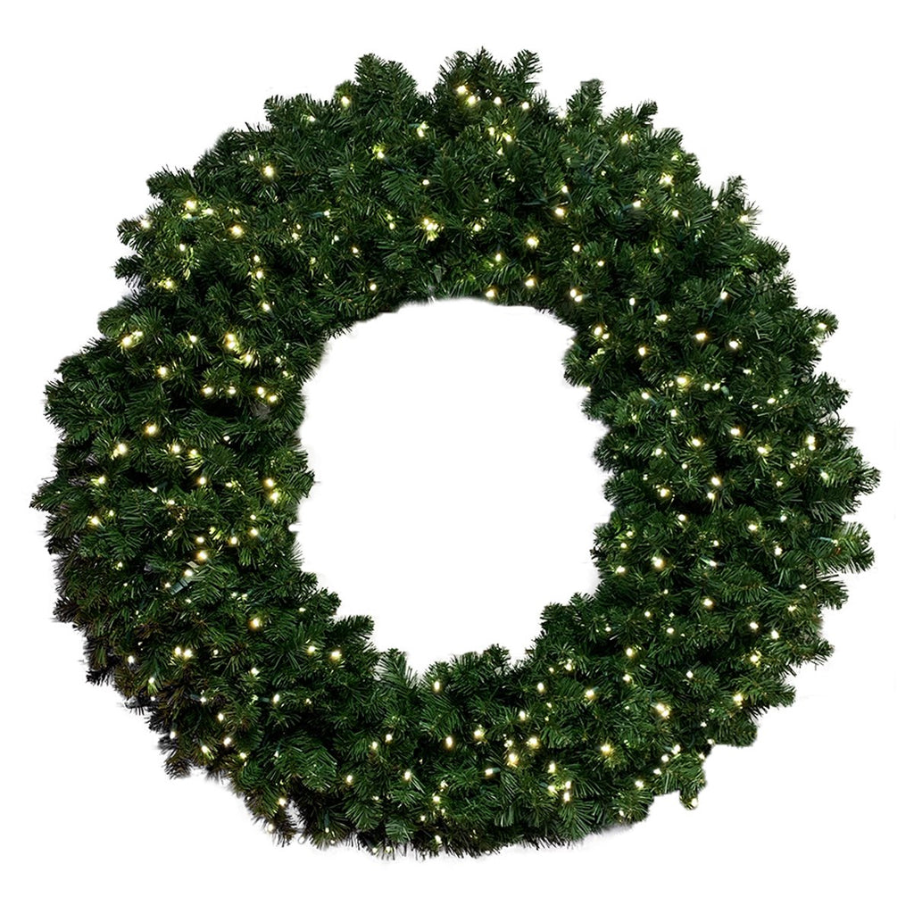 24" Northern Fir Christmas Wreath, pre-lit with warm white LED lights - Rent-A-Christmas