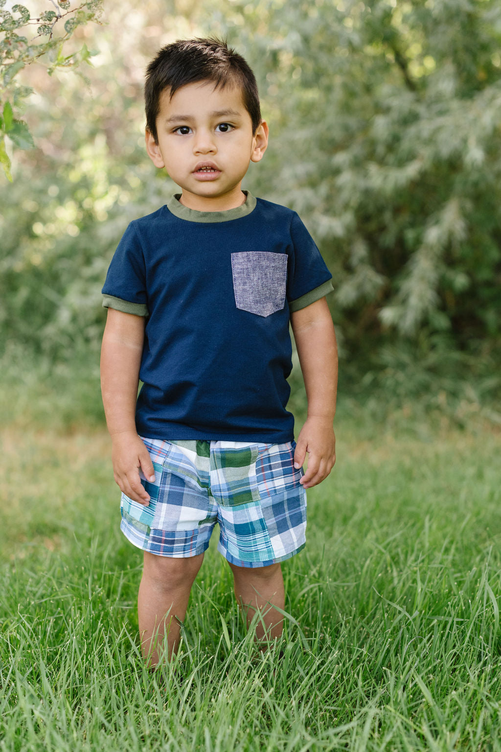 Ringer Pocket Tee in Navy Regatta