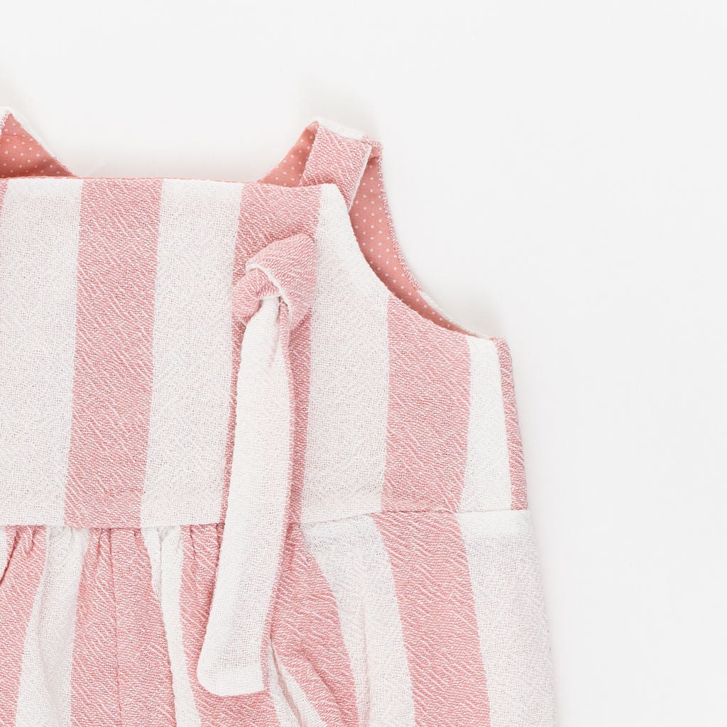 Knotted Romper in Rose Stripe