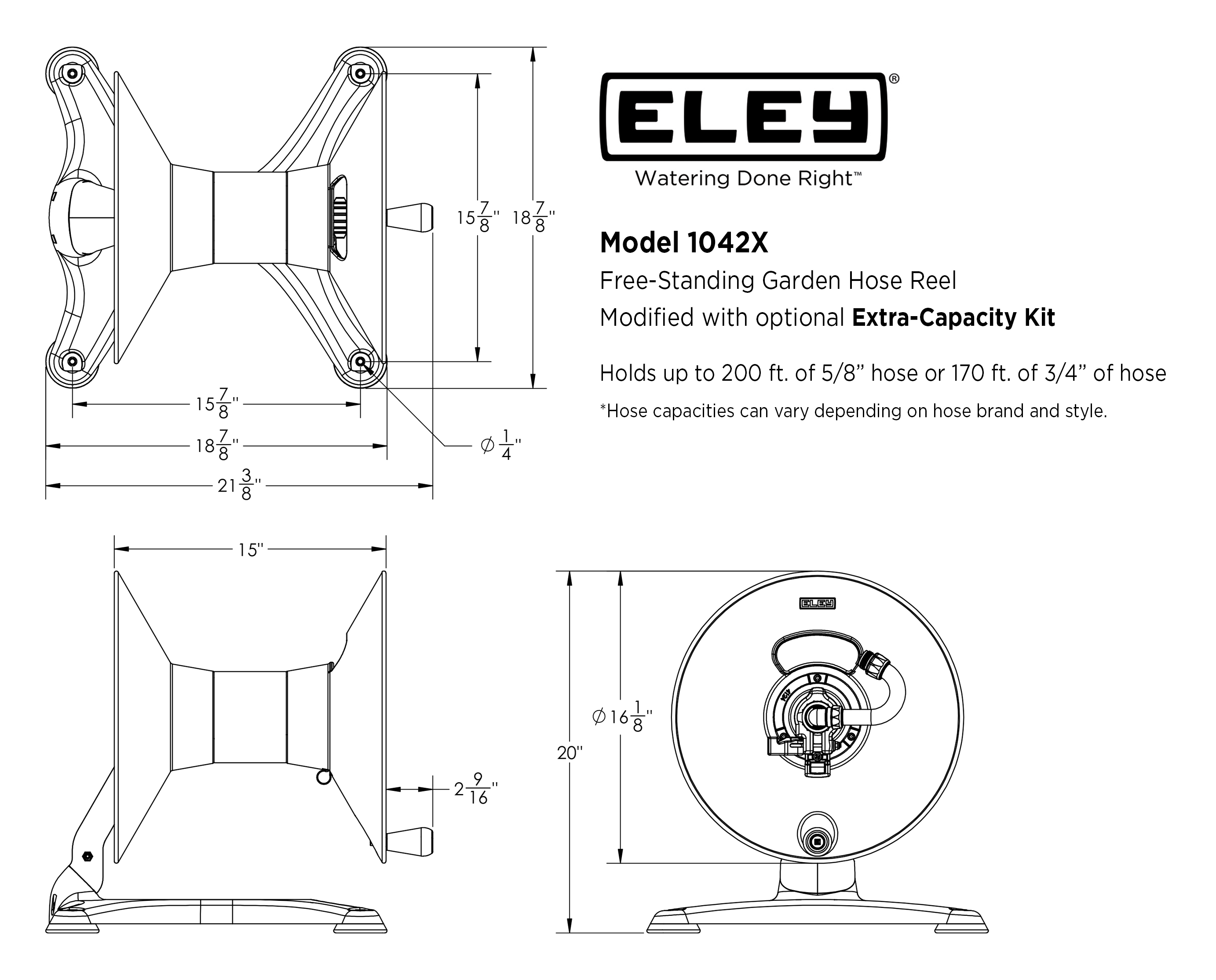 Free-Standing Hose Reel Dimensions | ELEY Hose Reels