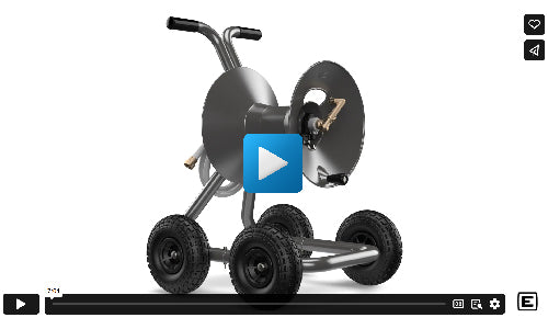 1043QX four wheel wagon garden hose reel with extra capacity kit assembly video image=