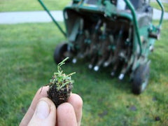 close up of aeration plug with aeration machine in background