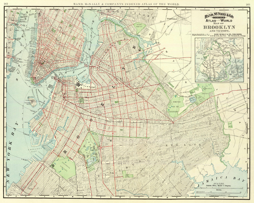 Brooklyn Street Map Print Vintage New York Poster Old Map as Art