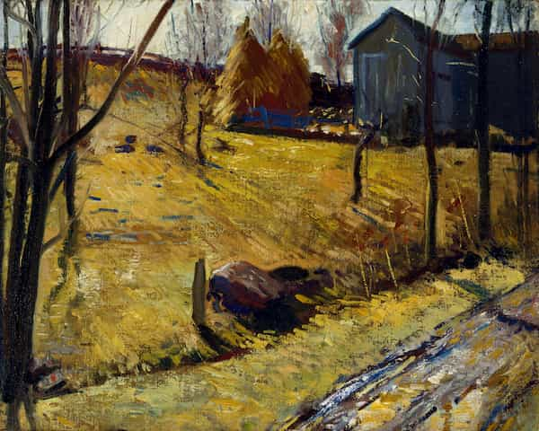 Haystacks and Barn, George Bellows