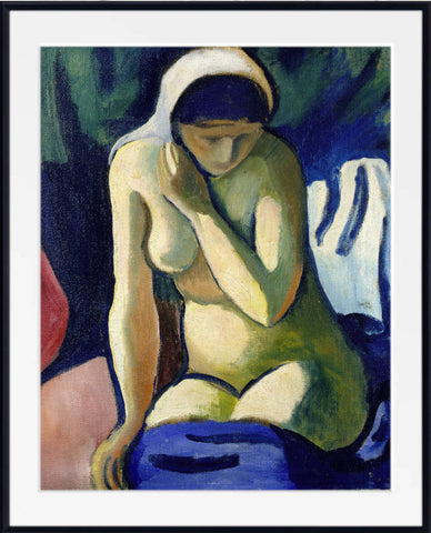 August Macke Print, Naked Girl with Headscarf (1910)