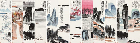 Qi Baishi,Twelve Landscape Screens (1925)