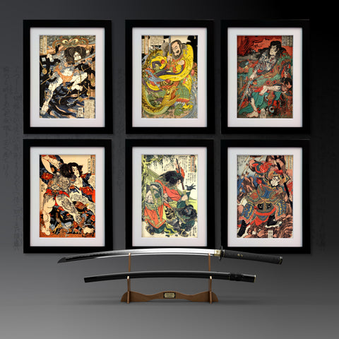 108-heroes-of-suikoden-set-of-6-japanese-warrior-prints