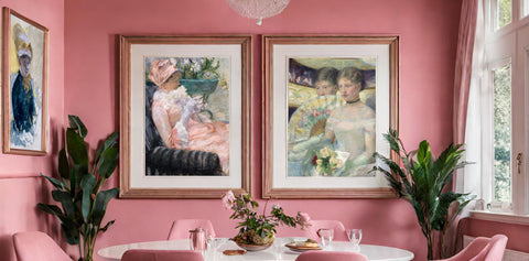 Impressionist art prints in a dining room