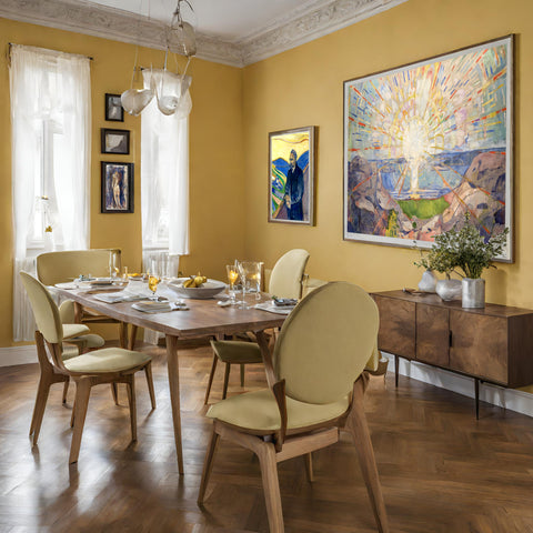 Yellow Dining Room with Edvard Munch Prints