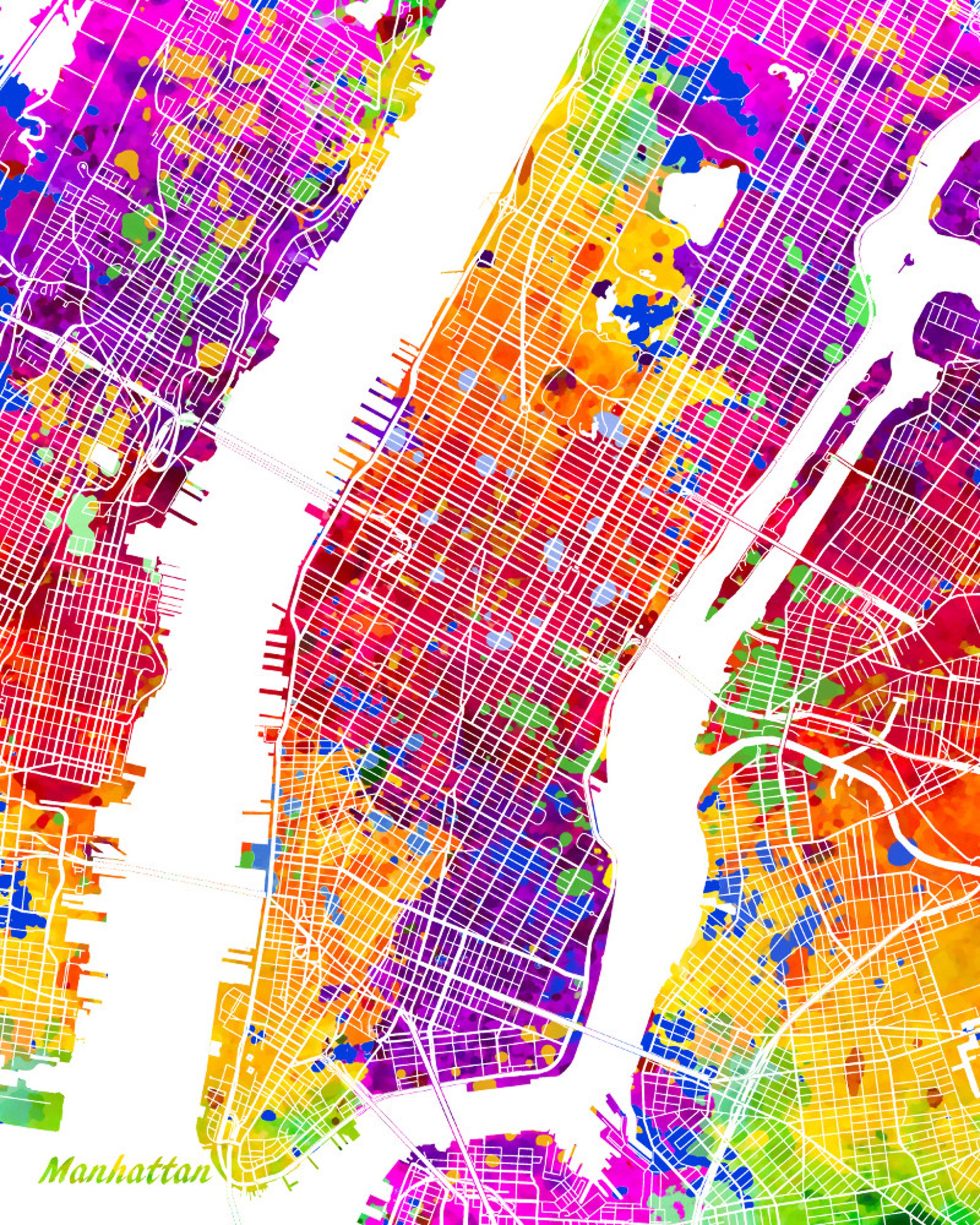 Manhattan New York City Street Map Print
