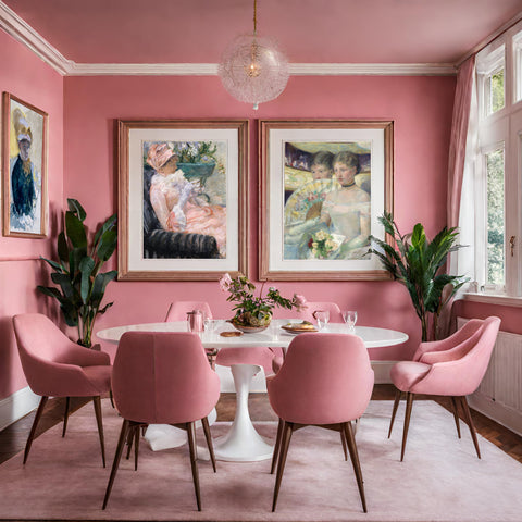 Pibk Dining Room with Mary Cassatt Prints