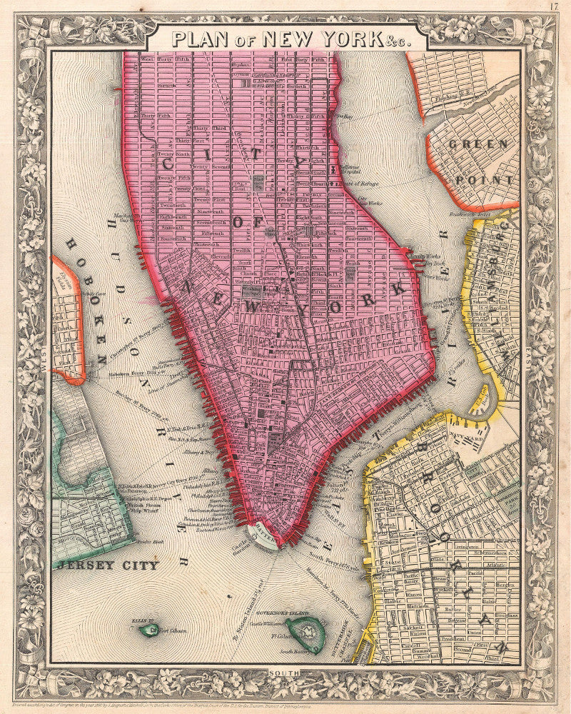 1860 Map of New York, Mitchell