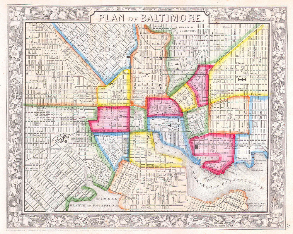 Baltimore City Street Map Print Vintage Poster Old Map As Art Gallerythane 5096