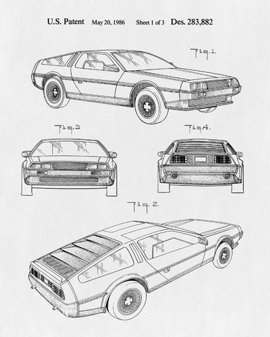John De Lorean Blueprint Car Patent Print – GalleryThane