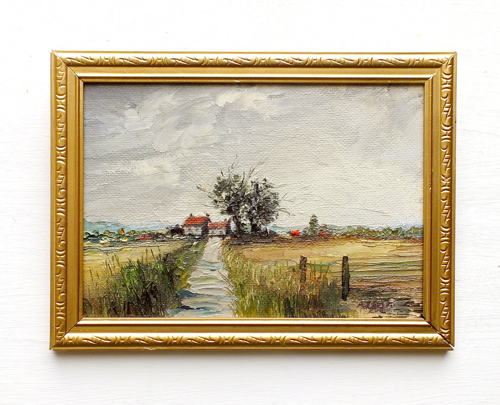 Norfolk Lane English Landscape Vintage Oil Painting Signed Framed ...