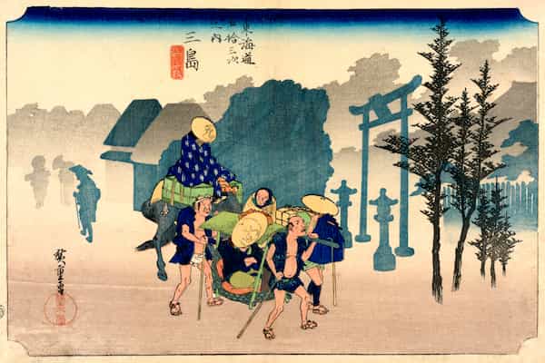 11th station : Mishima (Travellers passing a shrine in the mist) 三島