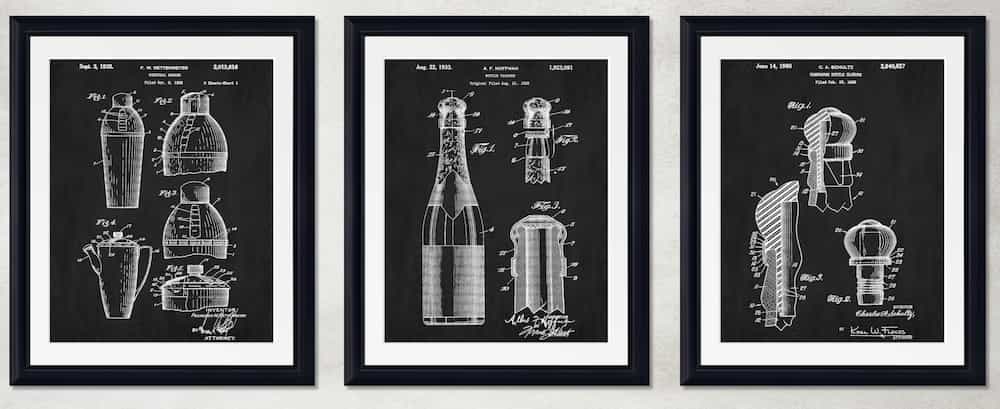 Set of 3 Bar Themed Patent Prints