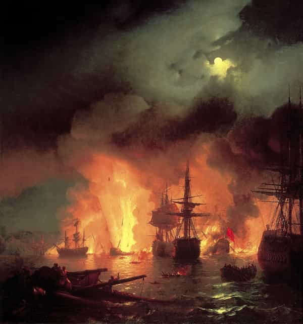 Battle of Çesme at Night, Ivan Aivazovsky