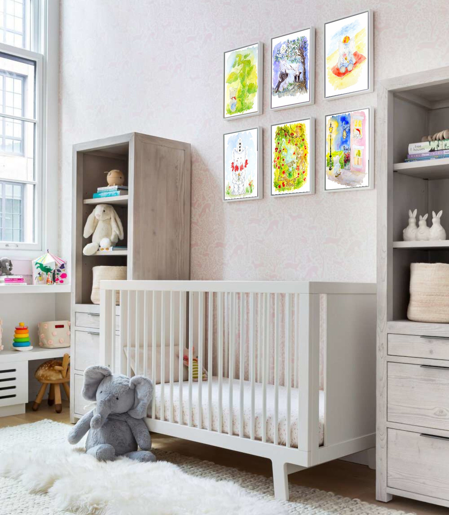 Andi Lucas Elephant prints in a stylish nursery