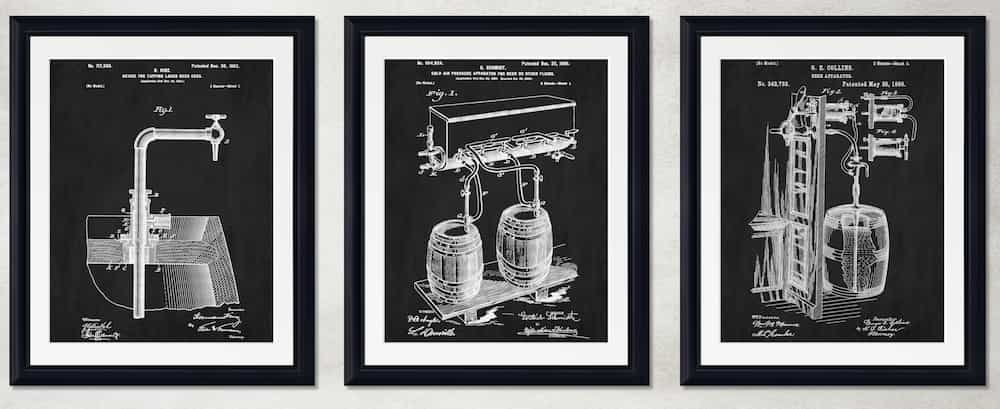 Set of 3 Beer Themed Patent Prints